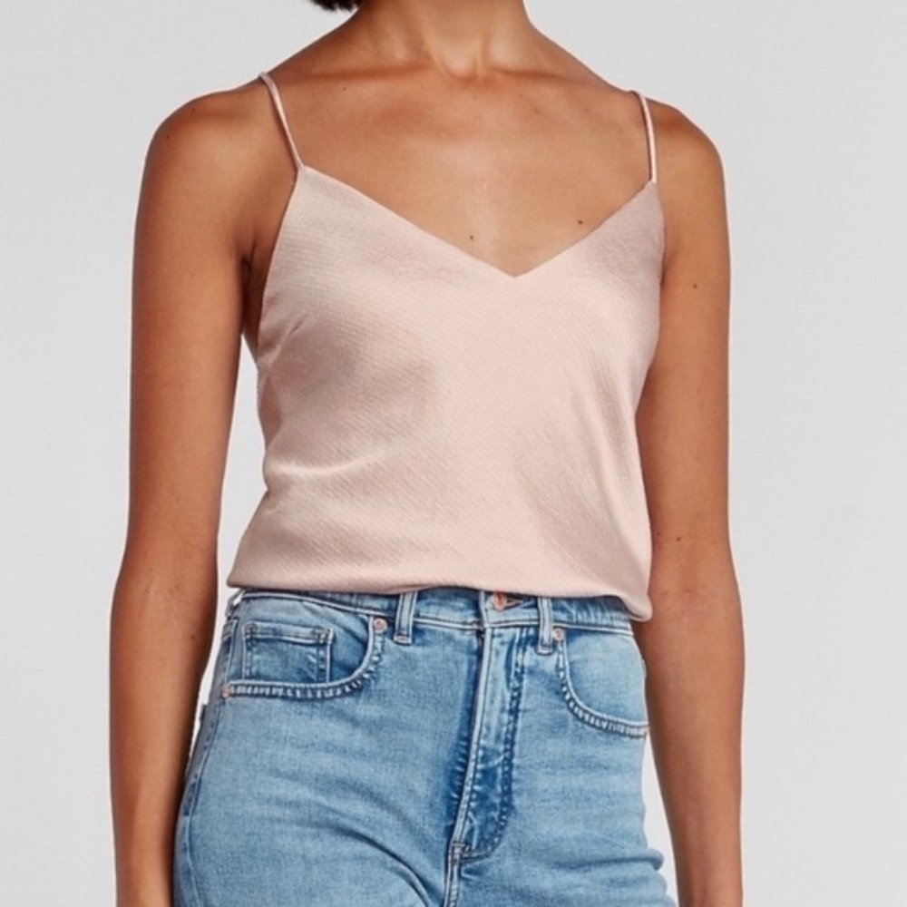 Express Blush Pink Textured V-Neck Downtown Cami
